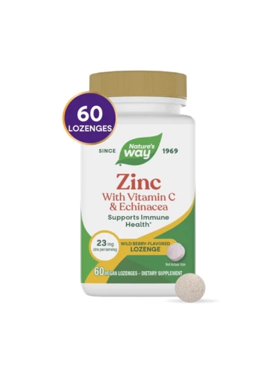 Цинковые леденцы Nature's Way Zinc+Витамином С и Эхинацеей для поддержки иммунитета 60 шт