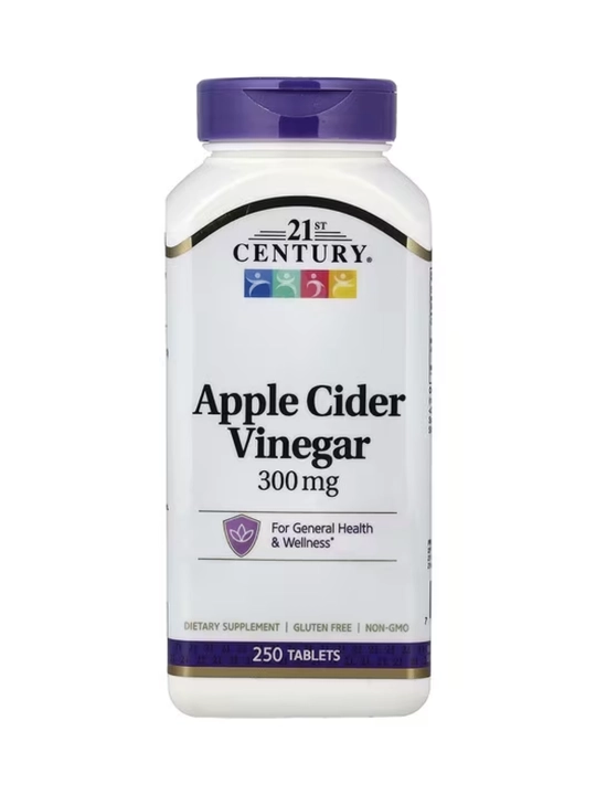Olma sirkasi (21st Century Apple Cider Vinegar) 350 mg, 250 tabletka — hazm va ozish uchun, Halol