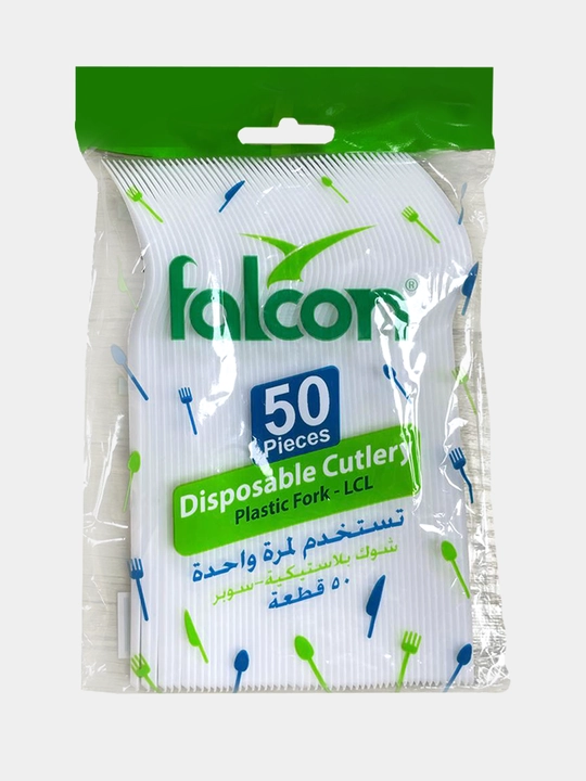 Bir martalik vilkalar, oq plastik, 50 dona, 16,5 sm
