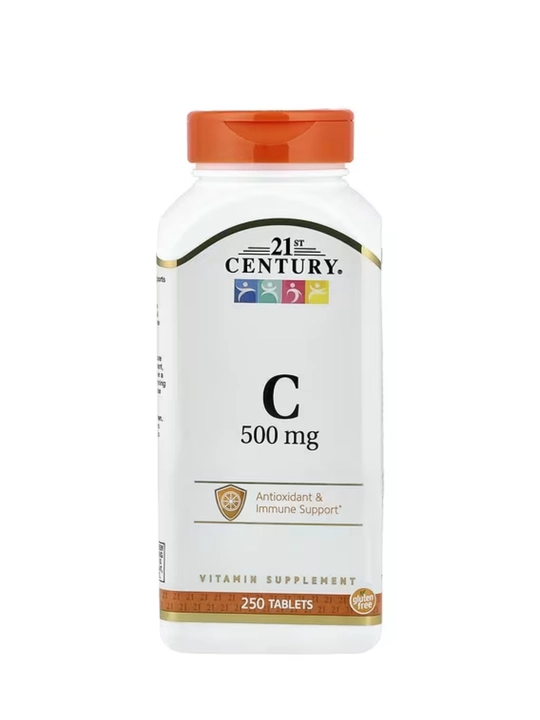 C vitamini (Vitamin C) immun tizimi va teri uchun 500 mg 21st Century vitaminlari, 250 tab