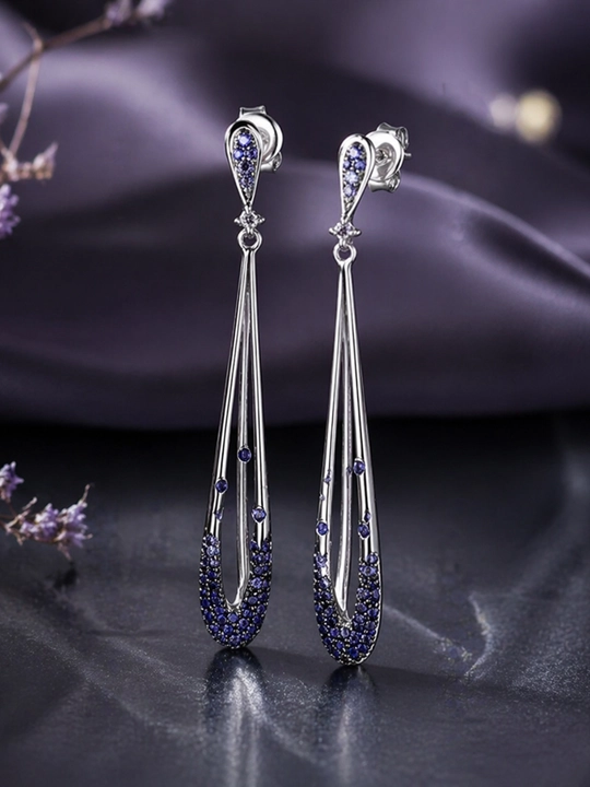 Серьги из серебра 925 пробы с родием, вставки: фианит E311741BZZSK925