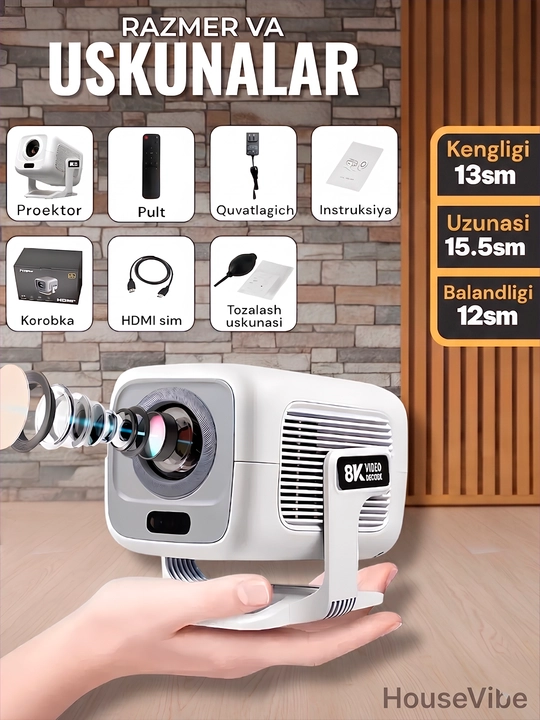 Smart video proektor HY320, HY260PRO, TP300, A-10, 1080P, Android 14