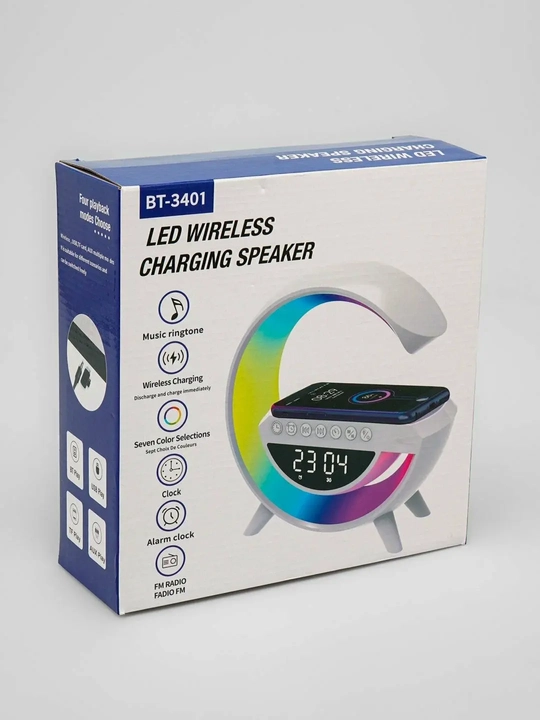 BT-3401 simsiz Bluetooth karnay, LED yoritgich, soat va simsiz funksiyaga ega