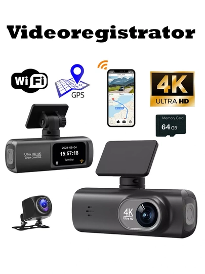 Videoregistrator 4K GPS Wi-Fi, 2 kamera, Parking Monitoring, G-Sensor, 64GB MicroSD bilan 5