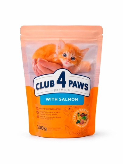 Сухой корм для кошек Club 4 Paws, для для котят с лосос 0,3 кг