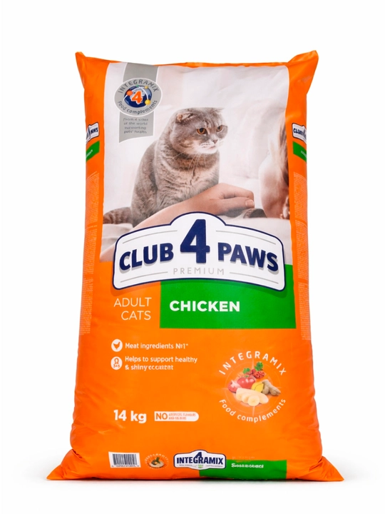 Club 4 Paws mushuklar uchun quruq yem, tovuq go‘shti bilan, 14 kg - 