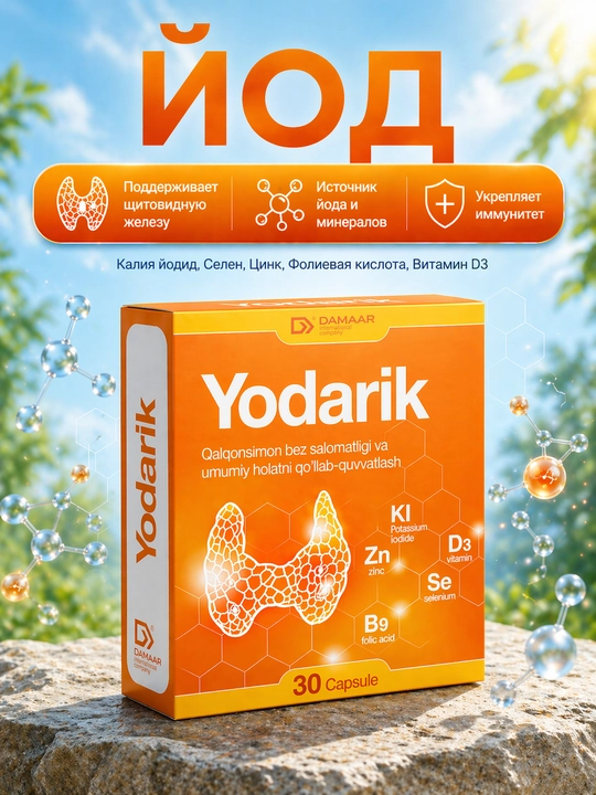 Yodarik yod selen rux vitamin D3 kapsulalari 30, Damaar - 