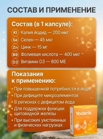Йодарик йод селен цинк витамин D3 капсулы 30, Damaar
