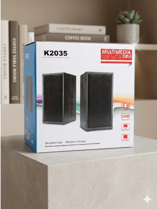 Акустическая система 2.0 K2035 Wooden Box, USB колонки для компьютера и ноутбука