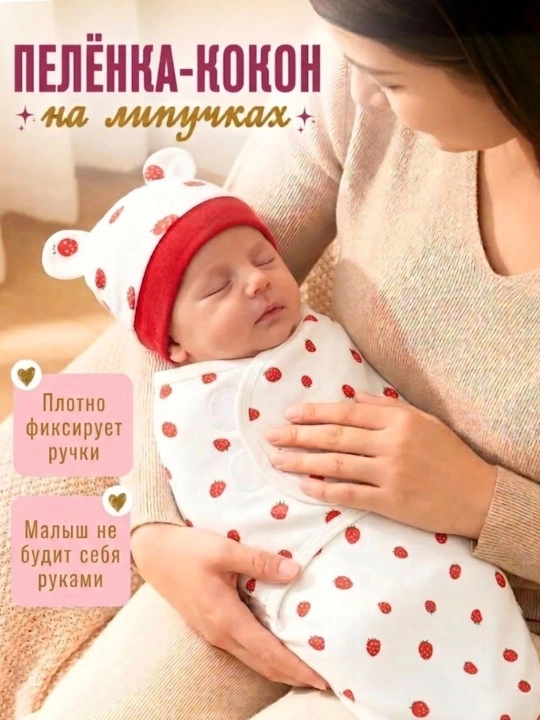Кокон для новорожденных, пеленка + шапочка