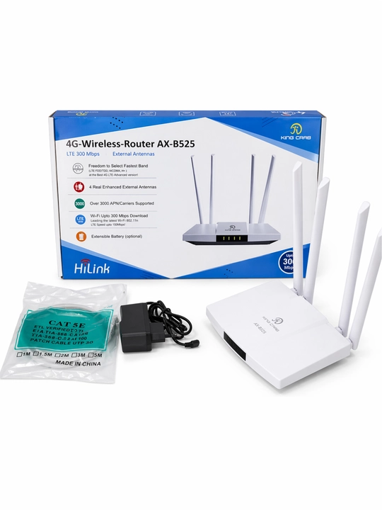 Yuqori sifatli 4G Wi-Fi router, SIM-karta sloti bilan, ikki diapazonli, 4 ta antenna bilan