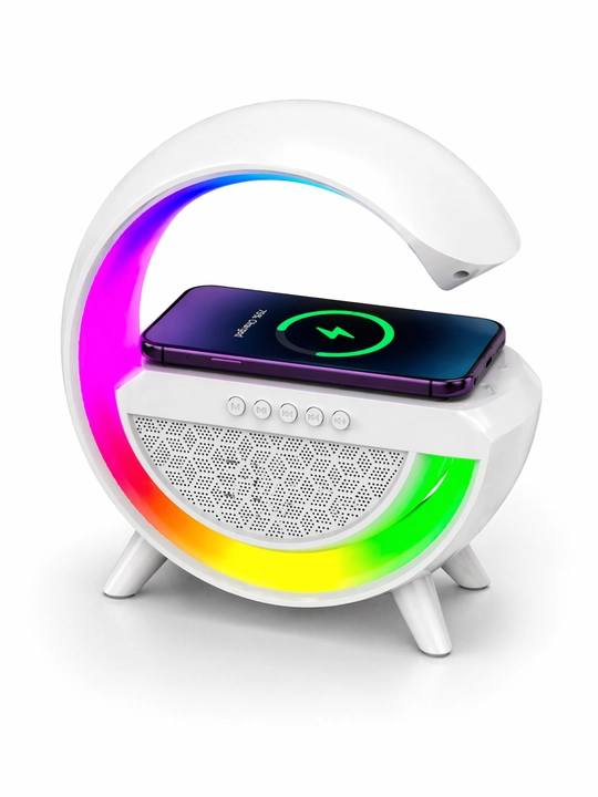 RGB LED Беспроводная зарядка, Bluetooth колонка, с часами и подсветкой