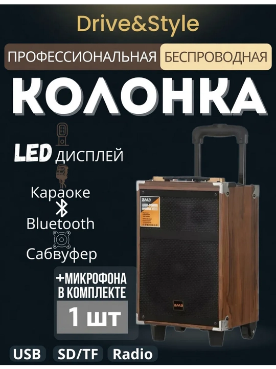 Портативная беспроводная колонка для караоке с микрофоном, Bluetooth и пультом