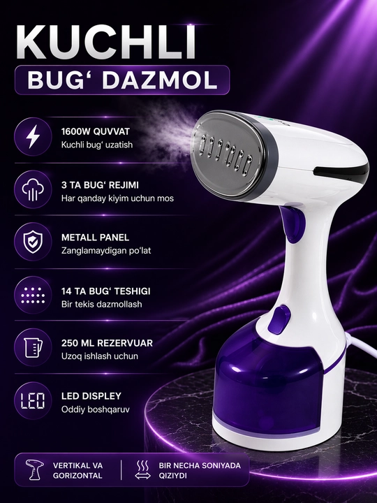 Osman Elite Steam Pro qo‘l bug‘latgichi, 2000 Vt