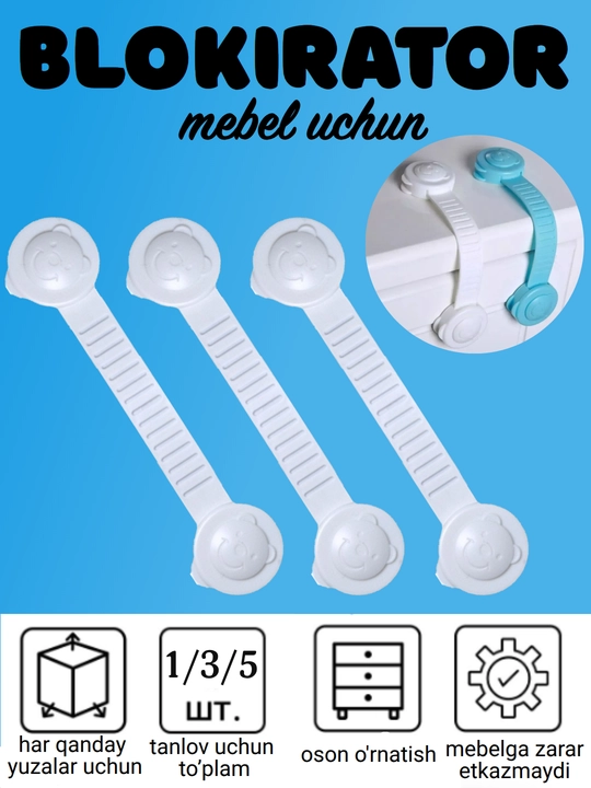 Mebel eshiklari va tortmalari uchun blokirator, bolalar uchun - 