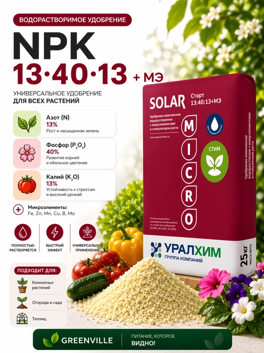 NPK NPK URALCHEM SOLAR — professional suvda to‘liq eruvchan o‘g‘itlar - 