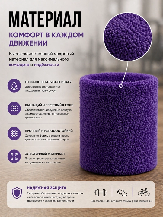 Sport bilaguzugi, ter shimuvchi bilak bog‘ichi, fitnes va mashg‘ulot uchun