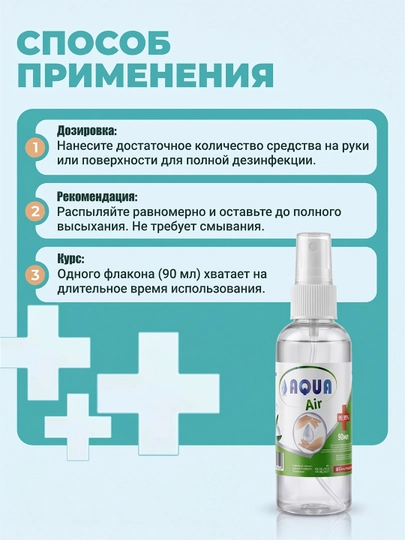 BADEX LIFE - Набор антисептиков Aqua Air 50 мл + 90 мл + 300 мл, для рук и поверхностей
