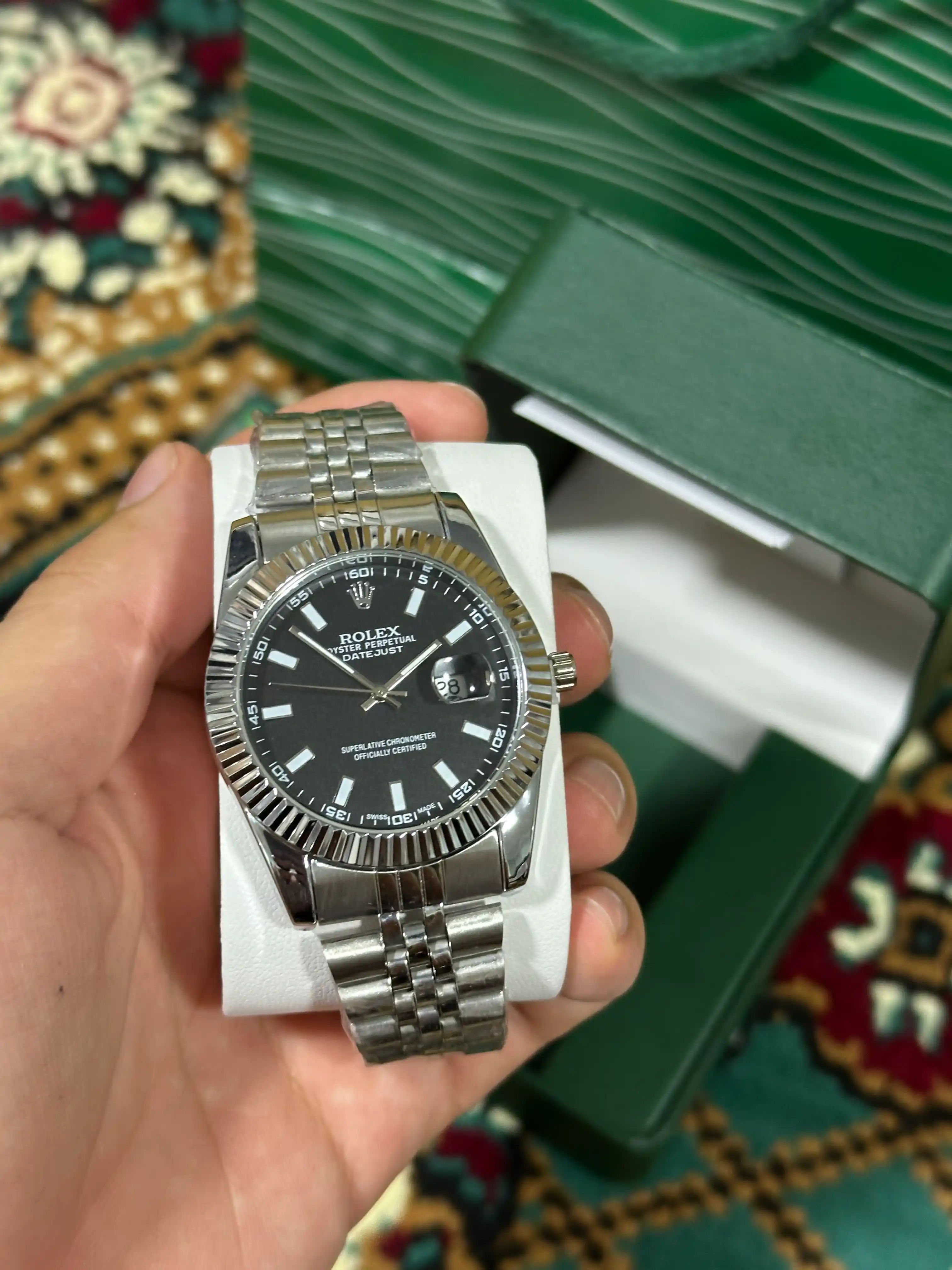Erkaklar qol soati Datejust, metall remeshog, sovg’a qutisi va paketi bilan