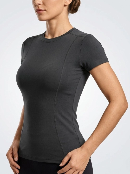 Ayollar uchun slim fit kompression futbolka FITMUSE fitness sport uchun qomatni tortuvchi