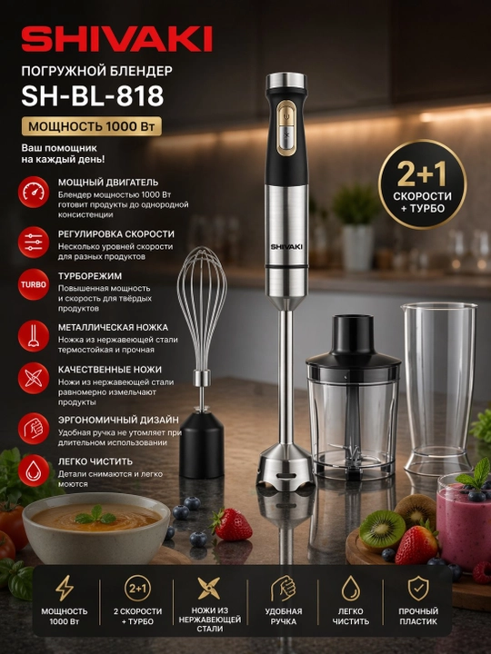 Блендер SHIVAKI SH-HB-1011 V — сочетание удобства и элегантности - 