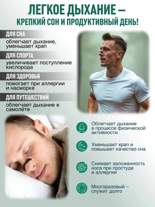 Магнитный расширитель для носа (nasal dilator), для спорта и сна, 30 пластырей + 4 размера