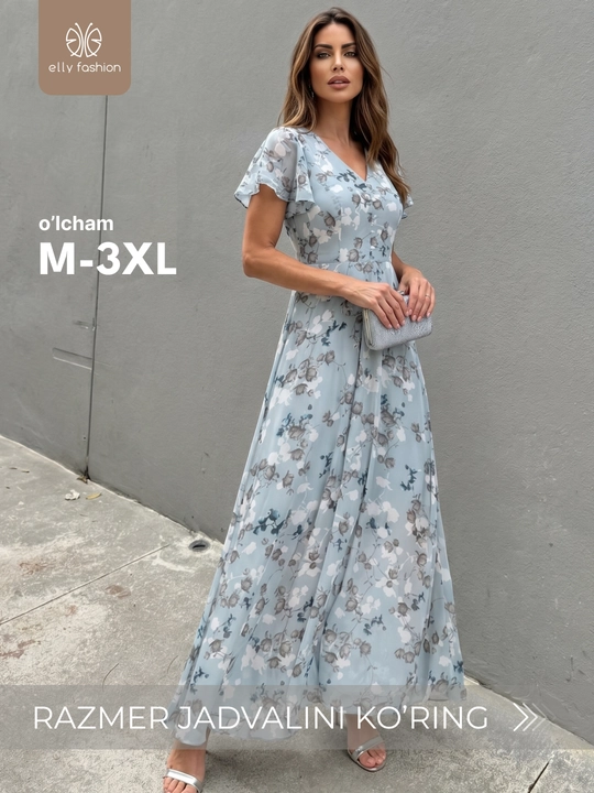 Ayollar uchun kundalik shifon ko‘ylagi – ELLY FASHION - 