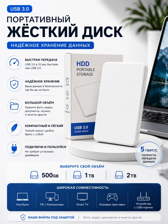 Tashqi qattiq disk HDD USB 3.0 160GB 250GB 320GB 500GB 750GB 1TB