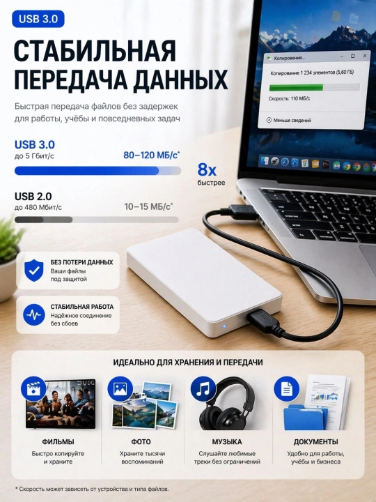 Tashqi qattiq disk HDD USB 3.0 160GB 250GB 320GB 500GB 750GB 1TB