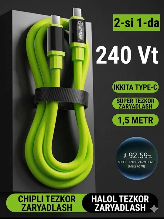 Зарядное устройство 240W, кабель для быстрой зарядки USB, Type-C, iPhone
