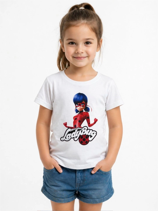 Qizlar uchun WEERIT LADYBUG bolalar futbolkasi 100% paxta 104-146