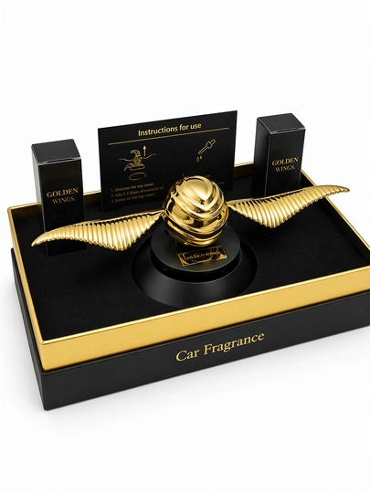 Для вашего автомобиля — сочетание роскошного аромата и дизайна GOLDEN WINGS — 571634-GOLDEN-ЧЕРН