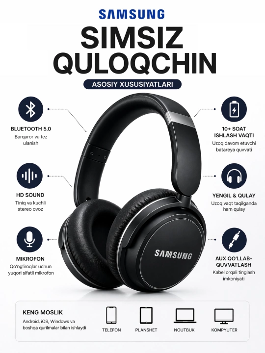 Simsiz quloqchin BT400 | Bluetooth 5.0 | HD stereo ovoz