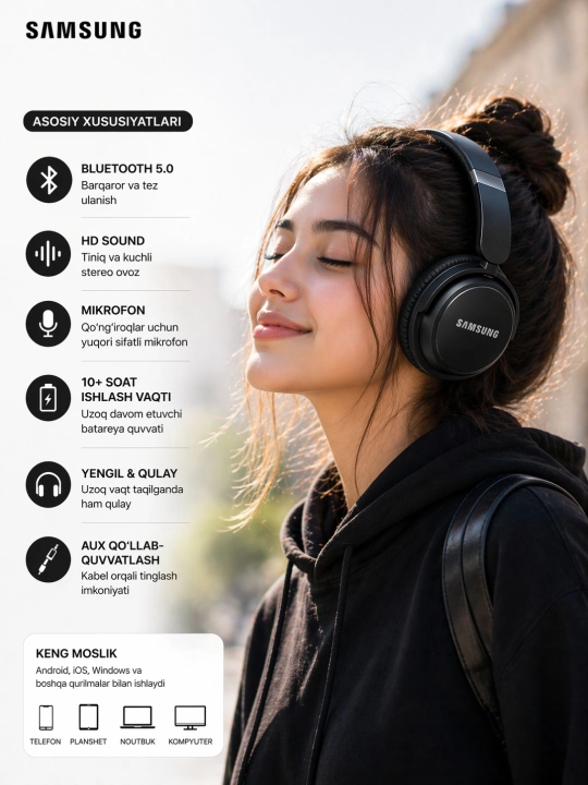 Simsiz quloqchin BT400 | Bluetooth 5.0 | HD stereo ovoz