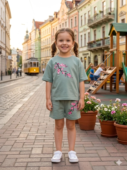 Летняя одежда для девочек, футболка + шорты, 3–6 лет