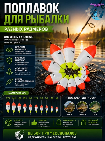 Поплавок для рыбалки разных размеров
