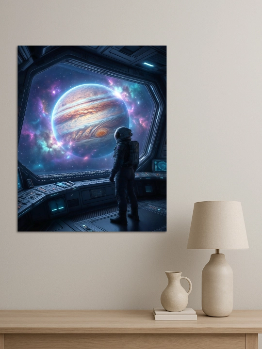 Interyer uchun xolst rasmi ARTERY "Koinot", uy uchun podramnikdagi poster