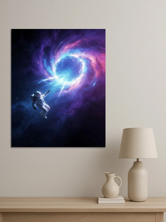 Interyer uchun xolst rasmi ARTERY "Koinot", uy uchun podramnikdagi poster