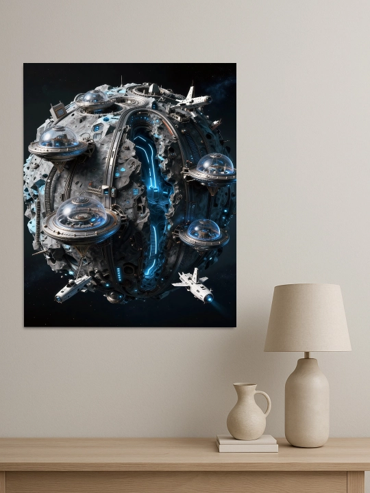 Interyer uchun xolst rasmi ARTERY "Koinot", uy uchun podramnikdagi poster
