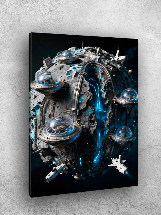 Interyer uchun xolst rasmi ARTERY "Koinot", uy uchun podramnikdagi poster