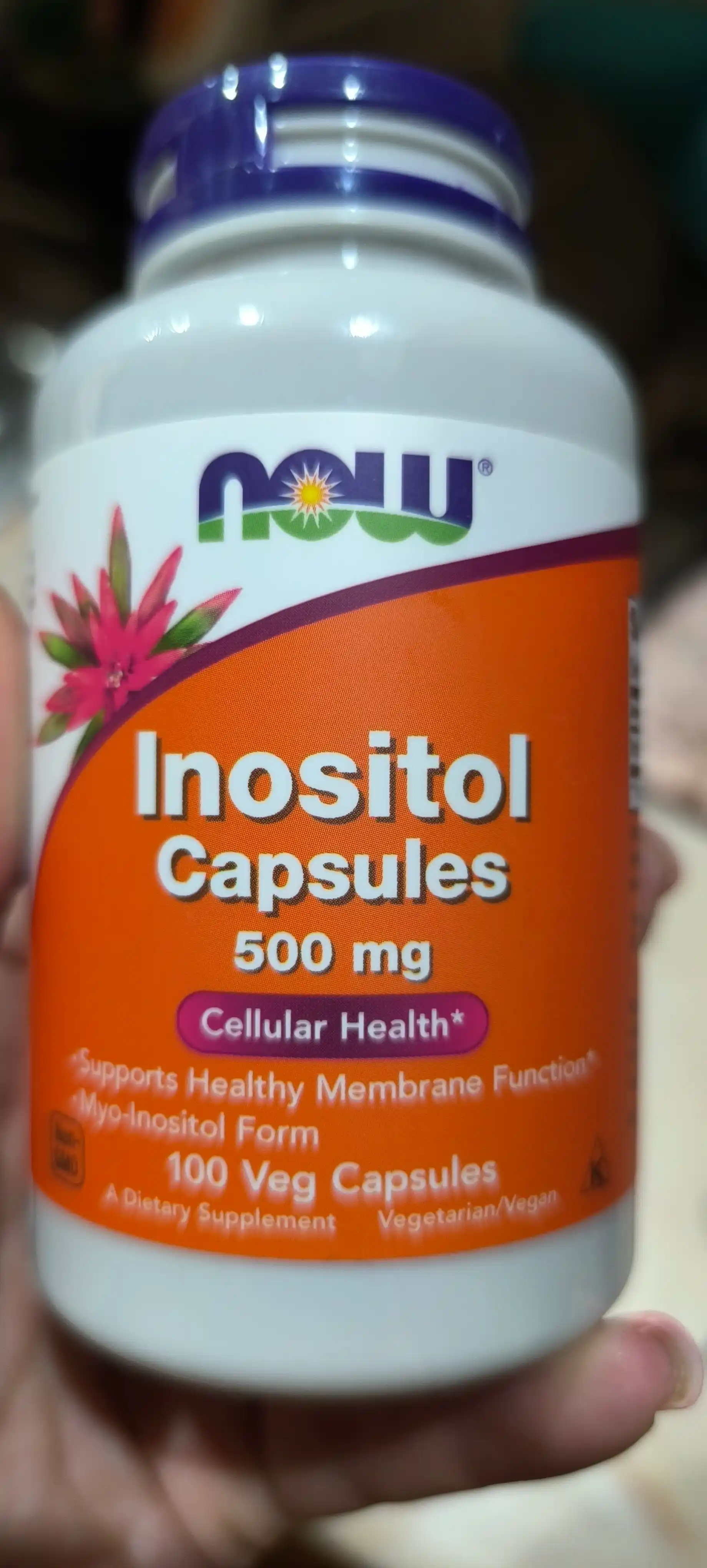 NOW Supplements, Inositol 500 mg, membrana va hujayra salomatligi, 100 kapsula Halol