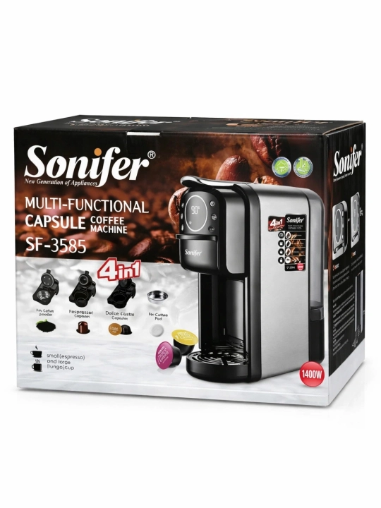 Kapsulali qahva mashinasi Sonifer SF-3585 4 in 1, 20 bar, 1400W, 0.7 litr - 