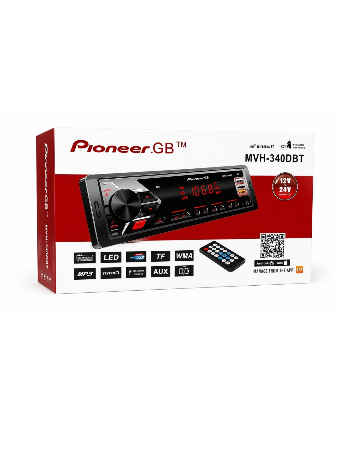 Автомагнитола Pioneer GB, Bluetooth, USB, AUX, FM, Hands-free