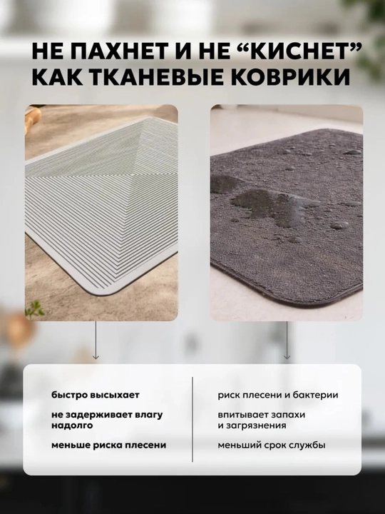 Наноковрик коврик для сушки посуды силиконовый, противоскользящий коврик для кухни