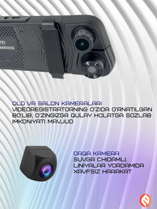 Видеорегистратор, 3-х камерный, TOMBOSS, T33, FULL HD экран, WI-FI, GPS