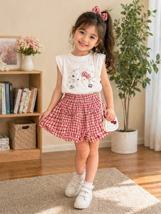 Hello Kitty комплект: футболка и шорты с юбкой (skort) - 