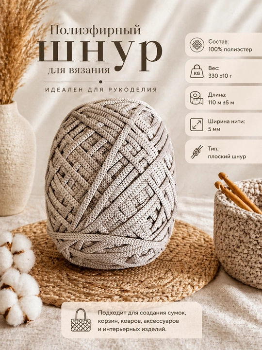 Полиэфирный шнур для вязания, 5 мм - 