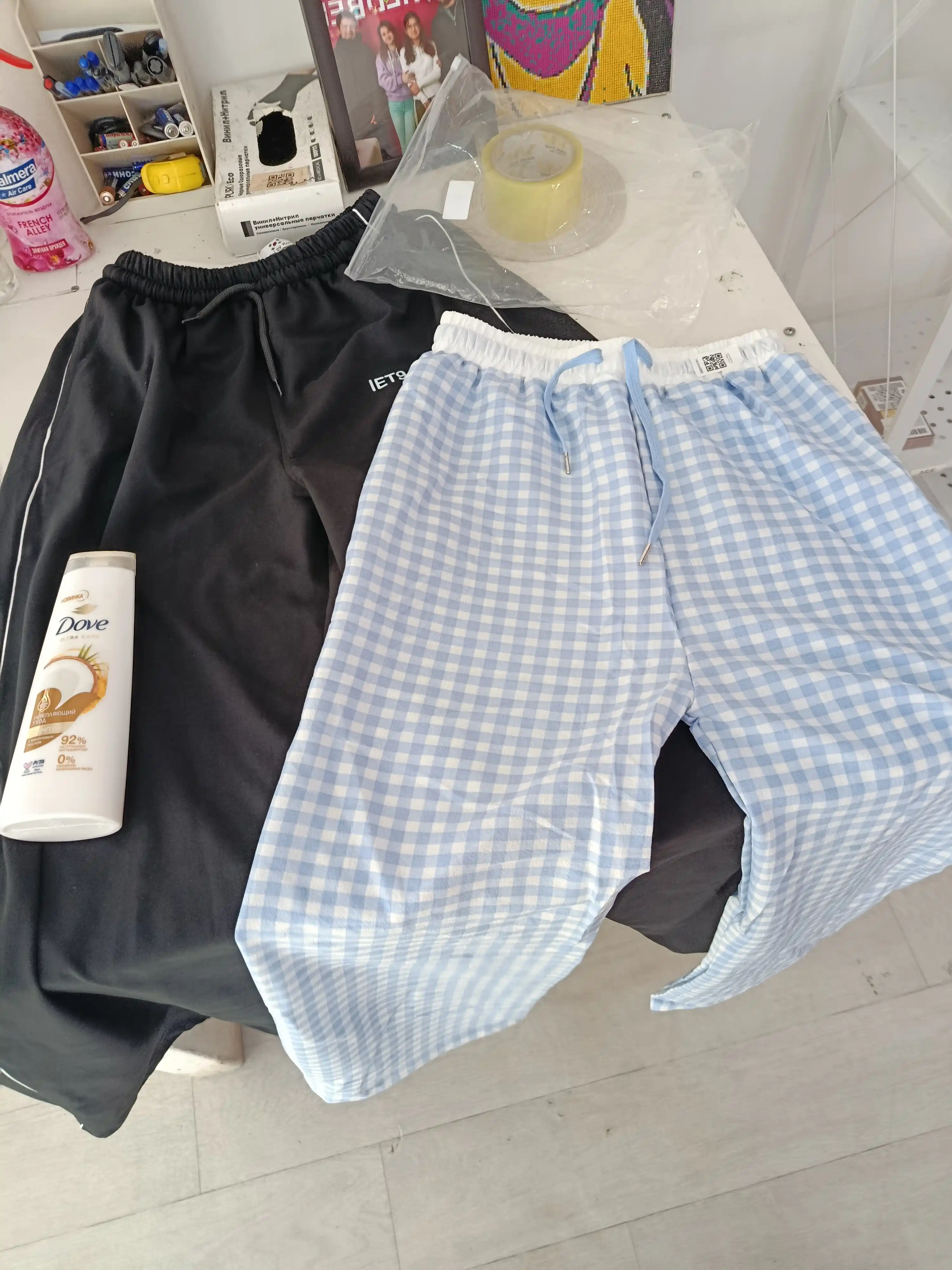 Elastik belbog'li va tortma ipli ayollar yozgi plaid shimlari