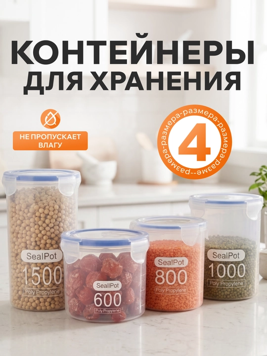 Контейнер для хранения продуктов, органайзер с крышкой - 
