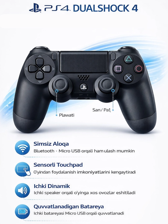 Джойстик для PS4 беспроводной  джойстик для ПК и Sony Playstation 4, универсальный геймпад - 